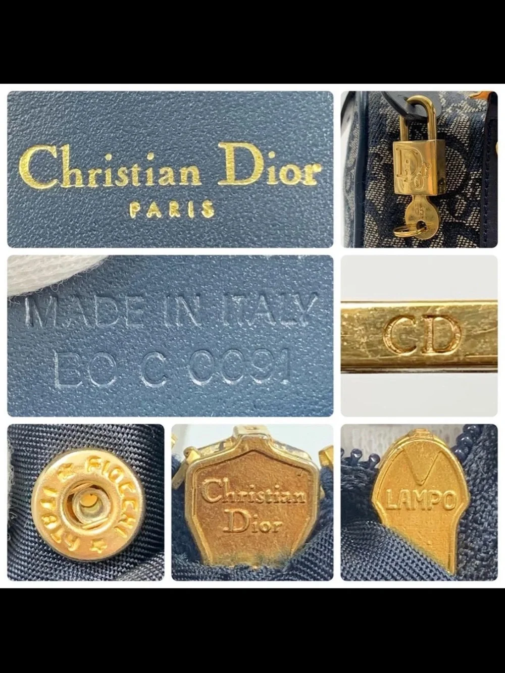Dior Blue Monogram Canvas Satchel with Gold Hardware